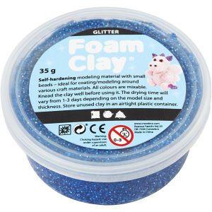 Foam Clay boetseerklei, glitter blauw 35 gram
