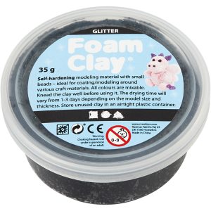 Foam Clay boetseerklei, glitter zwart 35 gram