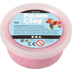 Foam Clay boetseerklei, glitter licht rood 35 gram