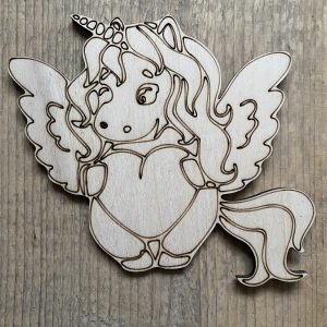 Unicorn engel van hout 15cm
