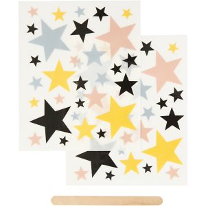 Rub-on stickers voor oa textiel sterren 12 x 15,5 cm