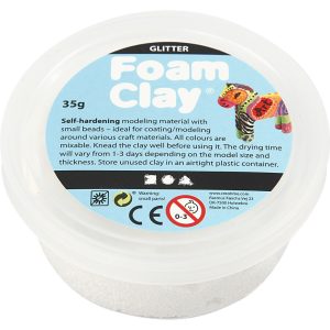 Foam Clay boetseerklei, glitter wit 35 gram