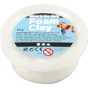 Foam Clay boetseerklei, wit glow in the dark 35 gram