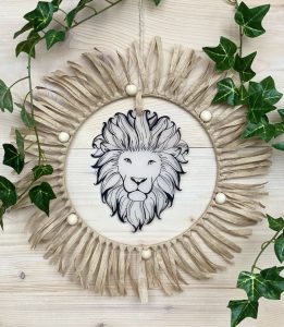 Wandhanger DIY raffia strong lion