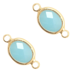 tussenstuk crystal glas ovaal turquoise blue opal gold